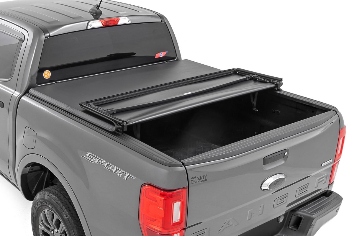 Ford Ranger Soft Tri-Fold Bed Cover - Rough Country - Vinyl - '19-'23